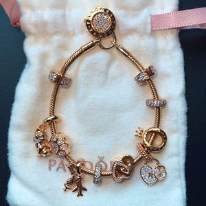 PANDORA rose gold charm bracelet